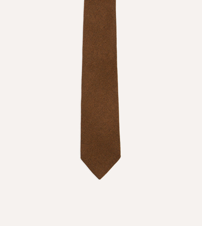 Brown Pure Cashmere Solid Tipped Tie