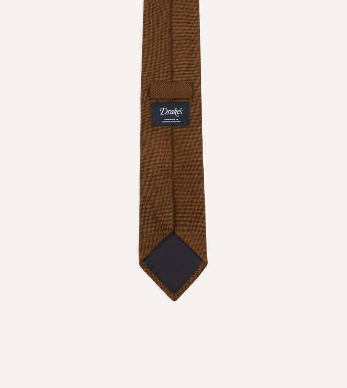 Brown Pure Cashmere Solid Tipped Tie