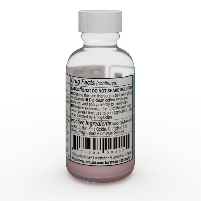 bottle of topical solution with ingredients and directions
