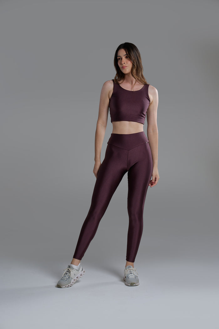 Calça Legging Metalic Cós V Coffee