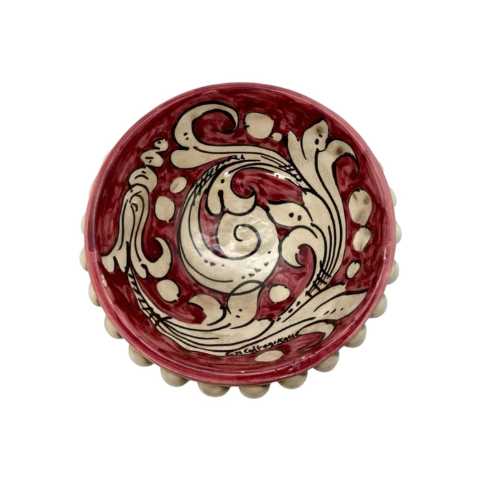 Caltagirone Ceramic Pigna Bowl Bordeaux Pocket Empitier or Candies Holder 15x5cm
