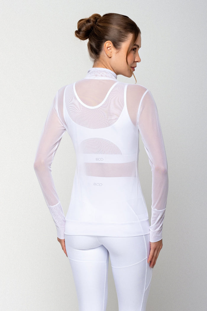 Casaco Manga Longa Tule Branco