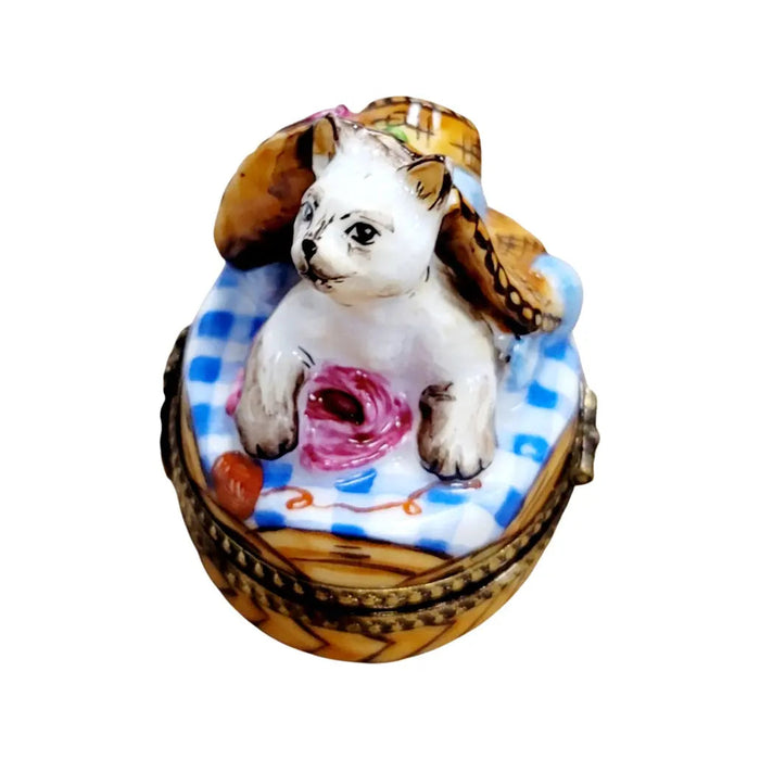 Cat 2 Bonnet Porcelain Limoges cat cats limoge box French Trinket Box