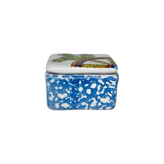 Ceramic Box With Sicilian Cart Wheel and Prickly Pear - cm 5