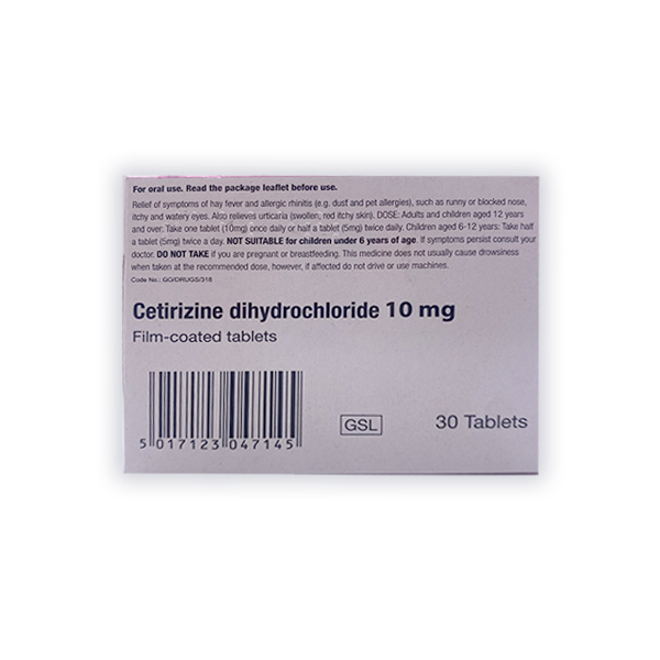Cetirizine Dihydrochloride Film-coated Tablets 10mg 30 Tablets