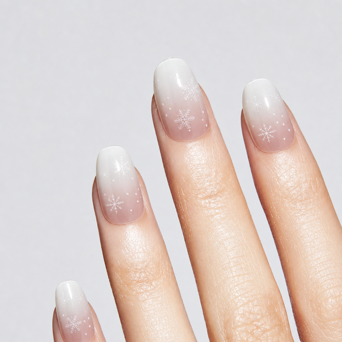 Christmas Ombre Snowflake UV Gel Nail Stickers - Nude Pink to White Gradient