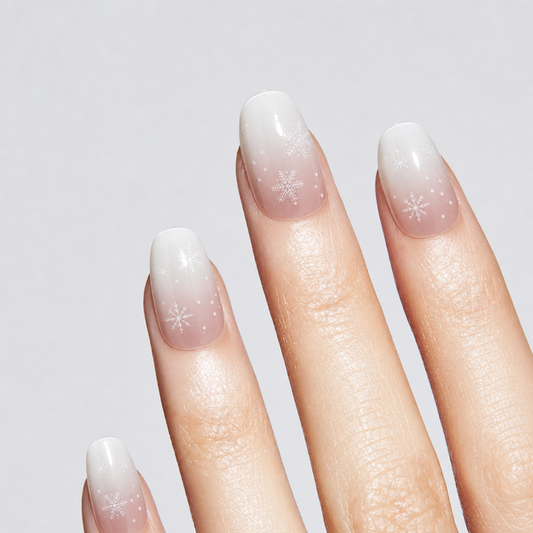 Christmas Ombre Snowflake UV Gel Nail Stickers - Nude Pink to White Gradient