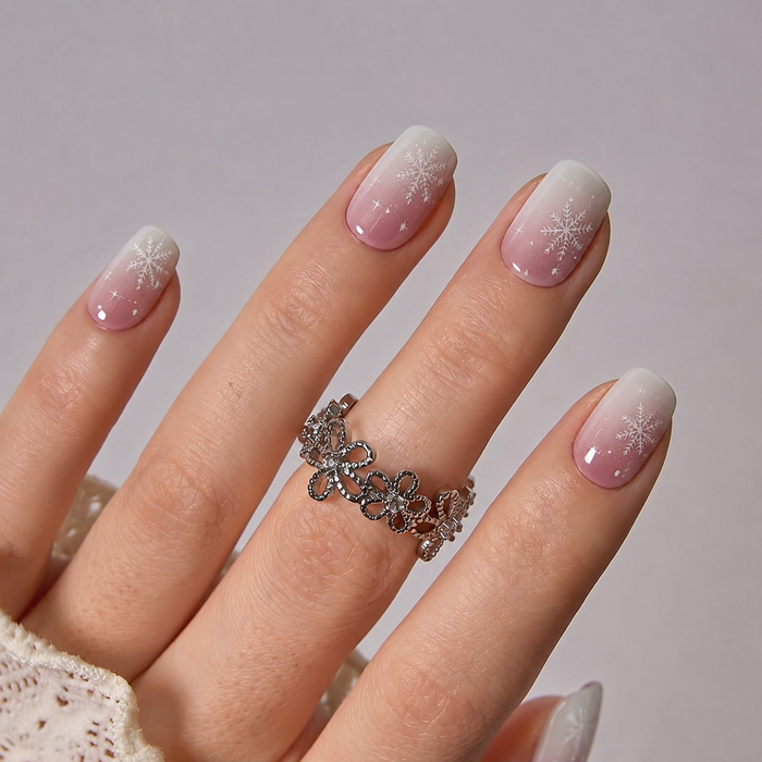 Christmas Snowflake Nail Stickers UV Light Required - Pink Ombre Gel Nail Art