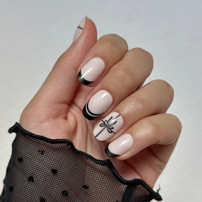 Chrome Mixed Bows - Tab Press-On | Short | Round