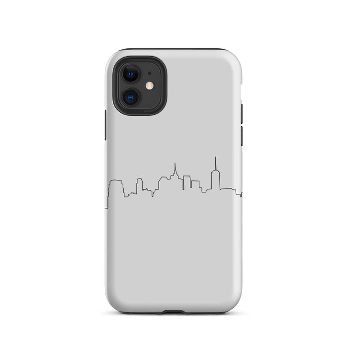 White iphone case with a city skyline