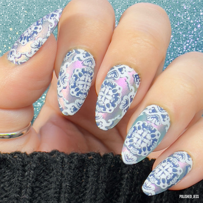 CjS-338 - Full Nail Fab - Blissful Baroque | Clear Jelly Stamping Plate