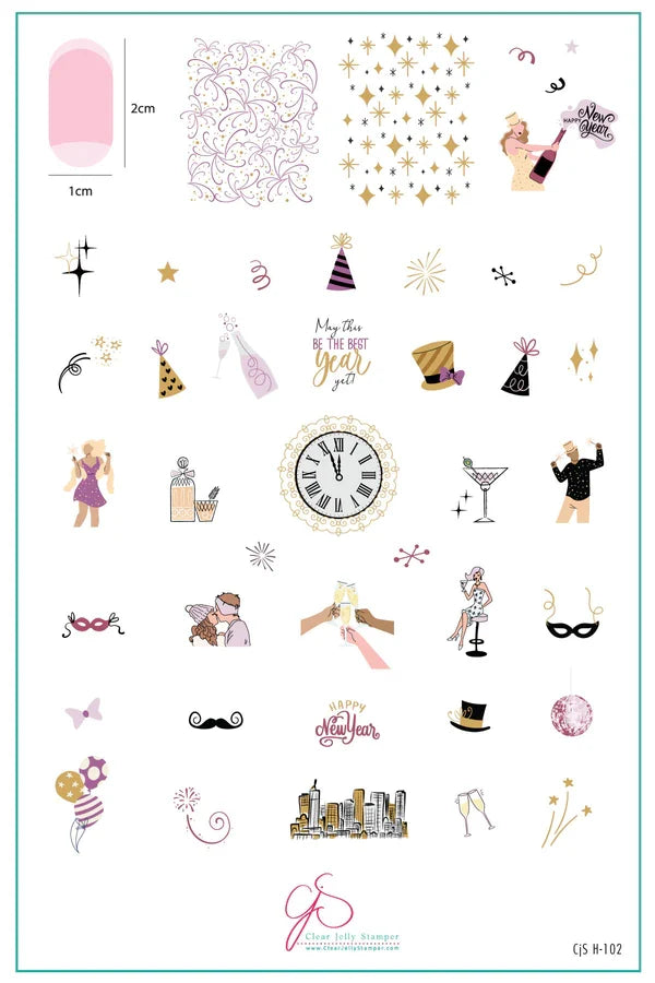CjSH-102  Best Year Yet! |  Steel Nail Art Stamping Plate