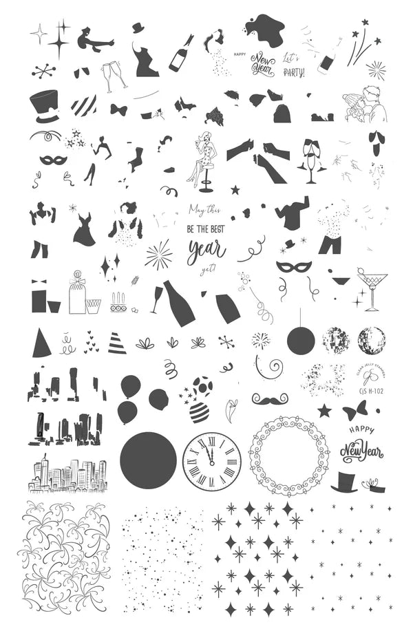 CjSH-102  Best Year Yet! |  Steel Nail Art Stamping Plate