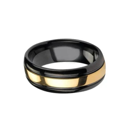 Clasic Black & Gold Tungsten Carbide Ring
