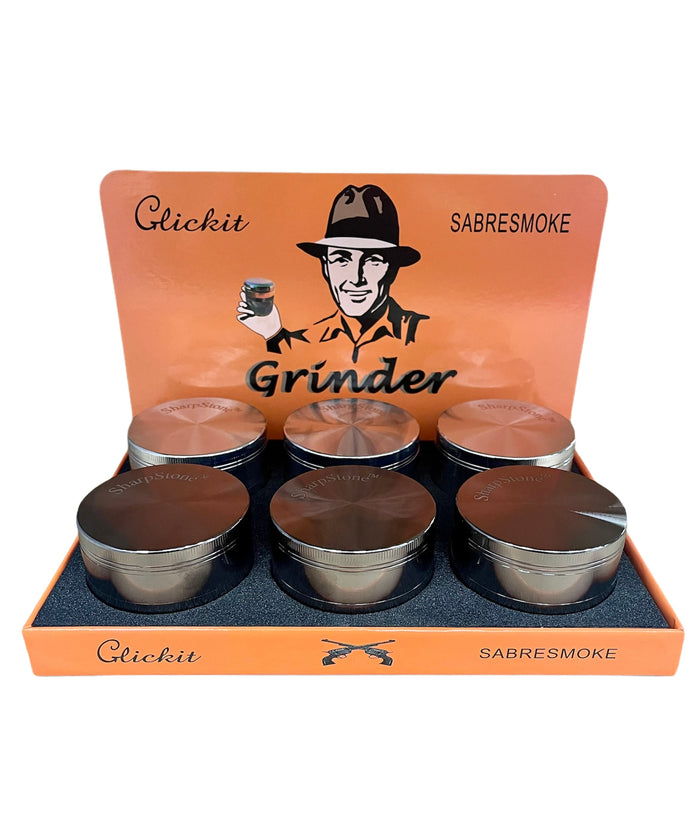 CLICK-IT SHARPSTONE 4 PART METAL GRINDER, ALUMINUM | PACK OF 6