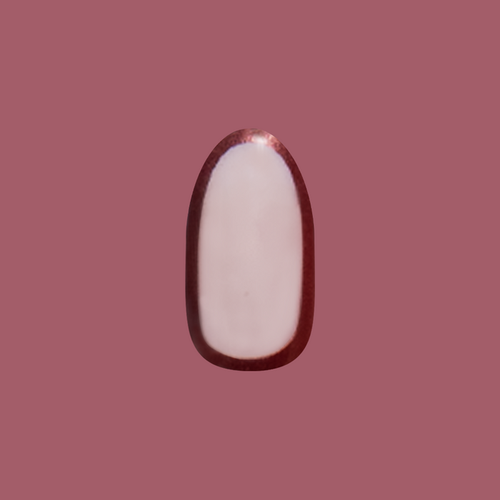 Cocoa Chrome Outline - Press-On | Medium | Oval neutral nail with chocolate chrome edge for a sleek at-home mani