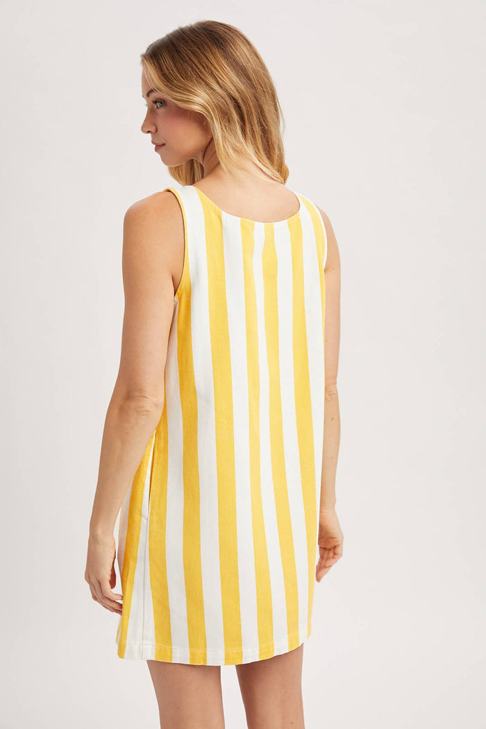 COTTON STRIPED MINI TANK DRESS / WL25-12039: GREEN/WHITE