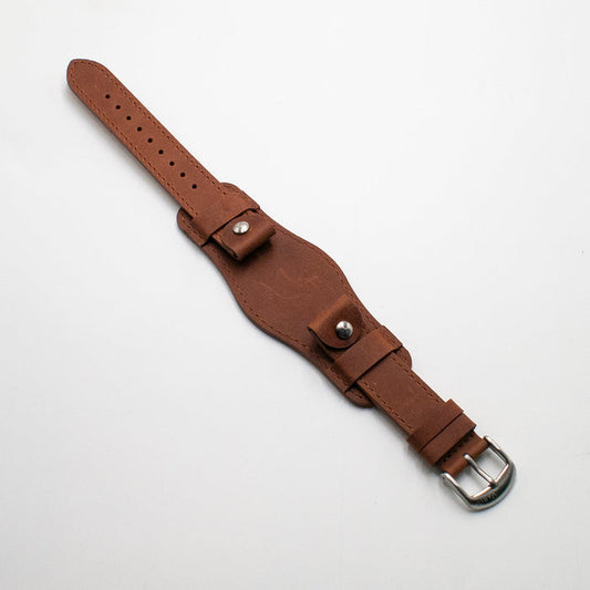 vario crazy horse bund watch strap cinnamon brown