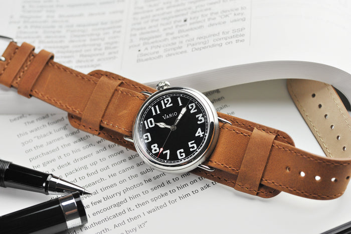 vario 1918 Pilot with single pass cinnamon crazy horse leather with bund strap