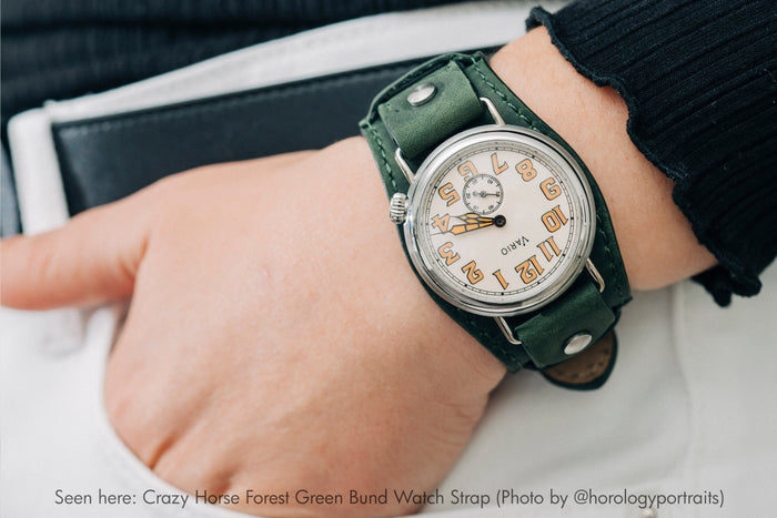 vario 1918 trench watch with crazy horse leather bund watch strap