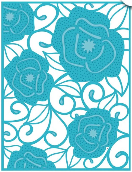 Creative Expressions - Sue Wilson Dies - Background Collection - Mini Background Pierced Roses. A beautiful background die that would work nicely on a A4 size card. Cut out extra roses to layer for added dimension. Size: 4.06" x 5.28". Available at Embellish Away located in Bowmanville Ontario Canada.