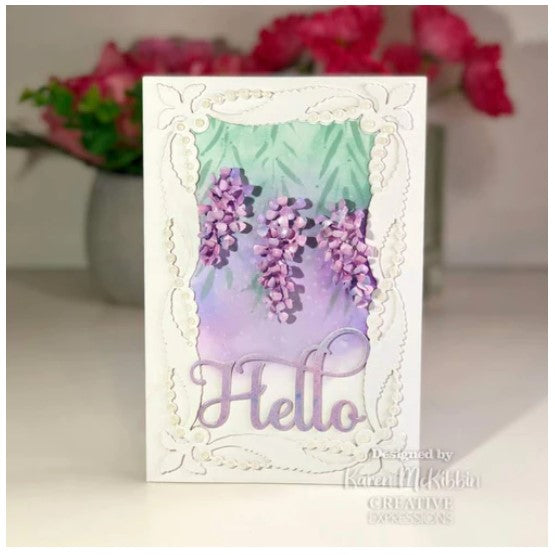 Creative Expressions - Sue Wilson Dies - Noble Shadowed Sentiment - Hello Friend. Bold curly text will add a great touch to a card or as a main feature. The three-die shadow set can be used without the shadow and the words used separately. Available at Embellish Away located in Bowmanville Ontario Canada. Card by brand ambassador.