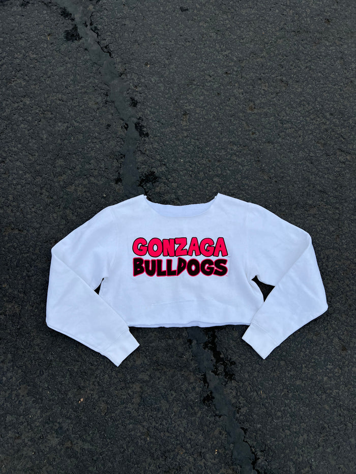 Cropped Gonzaga Hoodie off the shoulder pink & white XS