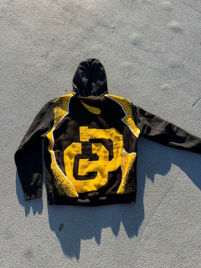CU Boulder Blanket Upcycled Hoodie Colorado University Buffalos