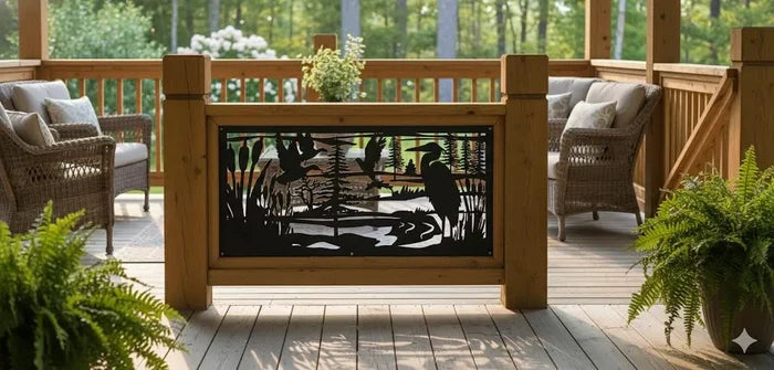 Decorative Metal Panel Insert- Lakeside Heron Wildlife Marsh