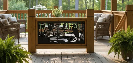 Decorative Metal Panel Insert- Lakeside Heron Wildlife Marsh