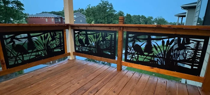 Decorative Metal Panel Insert- Lakeside Heron Wildlife Marsh