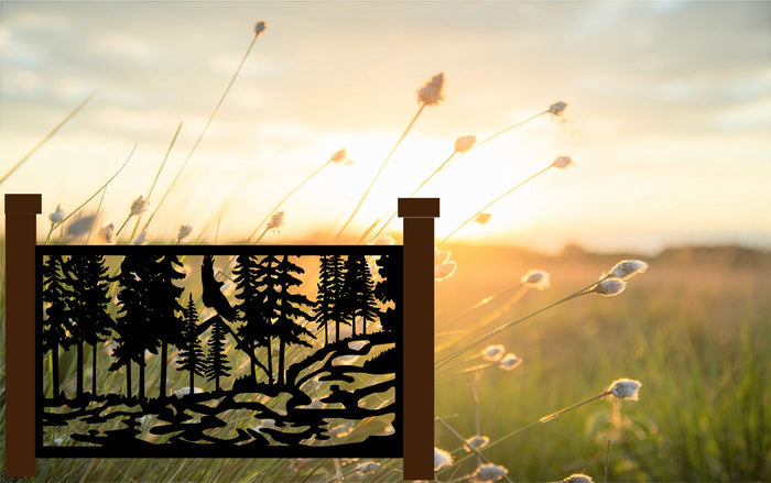 Decorative Rustic Balcony Panels- River and Eagle Scene