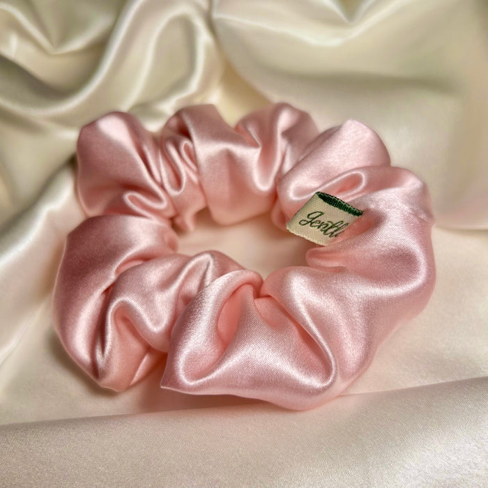 pink mulberry silk scrunchie 22 momme