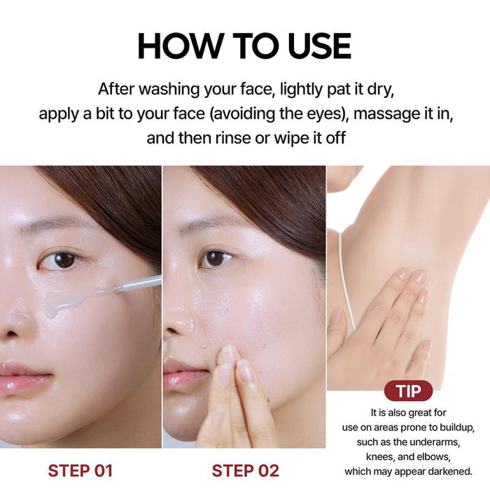 Dr.Melaxin Peel Shot Glow White and Black Rice Ampoule Duo, Soft Exfoliating Face and Body Scrub Dead Skin Cells, Blackheads Remover for All Skin Types