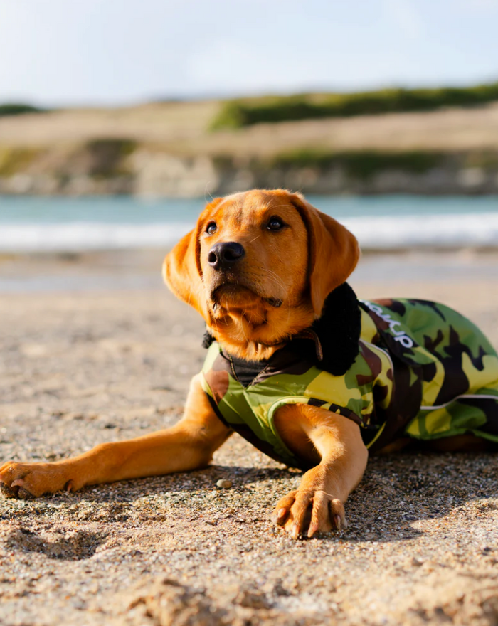 Dryrobe Green Camouflage Black Dog Coat
