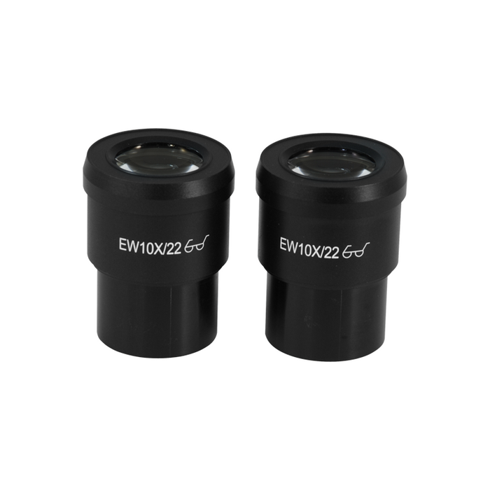 EW 10X Widefield Microscope Eyepieces, High Eyepoint, 30mm, FOV 22mm (Pair), SKU BM13012211, three quarter front view