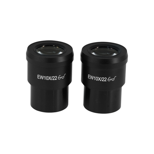 EW 10X Widefield Microscope Eyepieces, High Eyepoint, 30mm, FOV 22mm (Pair), SKU BM13012211, three quarter front view