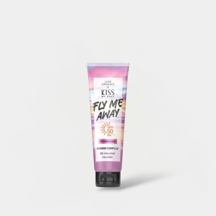 Luxe Organix X Kiss My Body Fly Me Away Perfume Lotion 200g لوكس أورغانيكس × كيس ماي بودي فلاي مي أواي لوشن معطر - Princess Cosmetics Qatar