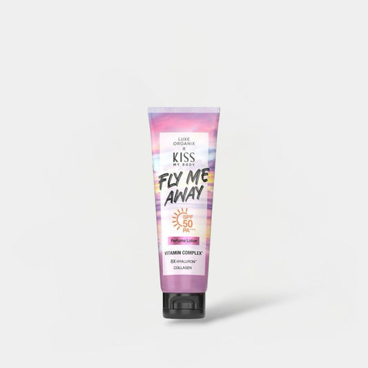 Luxe Organix X Kiss My Body Fly Me Away Perfume Lotion 200g لوكس أورغانيكس × كيس ماي بودي فلاي مي أواي لوشن معطر - Princess Cosmetics Qatar