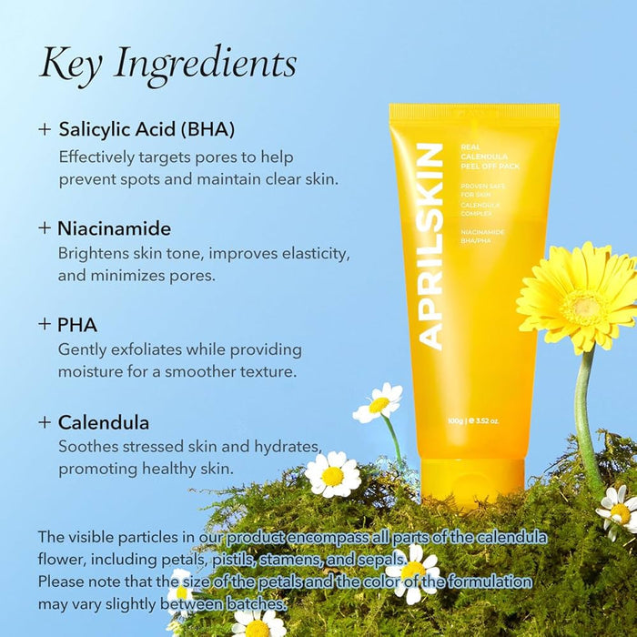 April Skin Real Calendula Peel Off Pack 100g قناع تقشير زهرة الكاليندولا الحقيقية من أبريل سكين - Princess Cosmetics Qatar