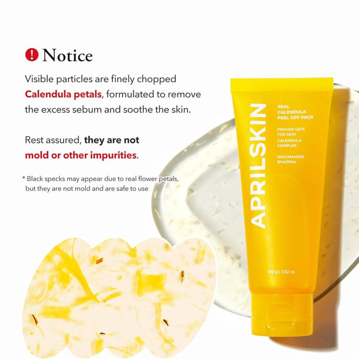 April Skin Real Calendula Peel Off Pack 100g قناع تقشير زهرة الكاليندولا الحقيقية من أبريل سكين - Princess Cosmetics Qatar
