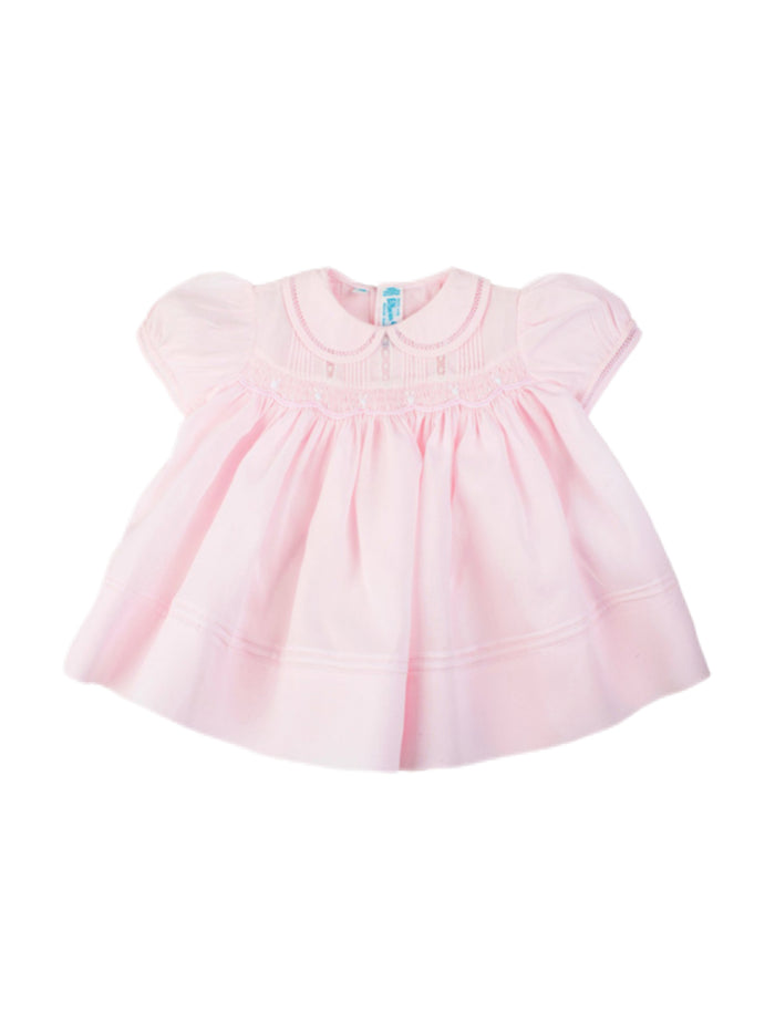 Feltman Pink Rosebud Detail Smocked Dress