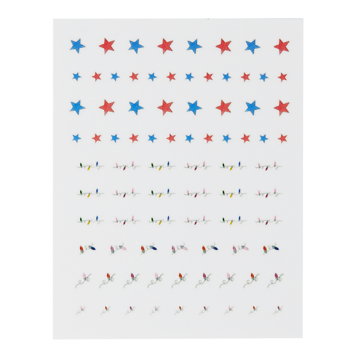 Festival of Lights decal sheet: blue and red stars, dreidels and menorahs
