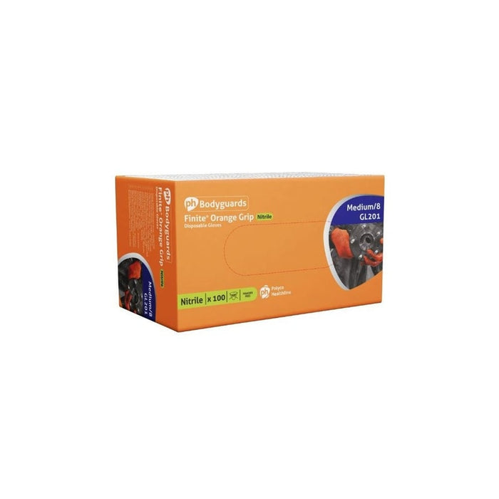 Finite® Orange Grip Nitrile PF Gloves Per/90
