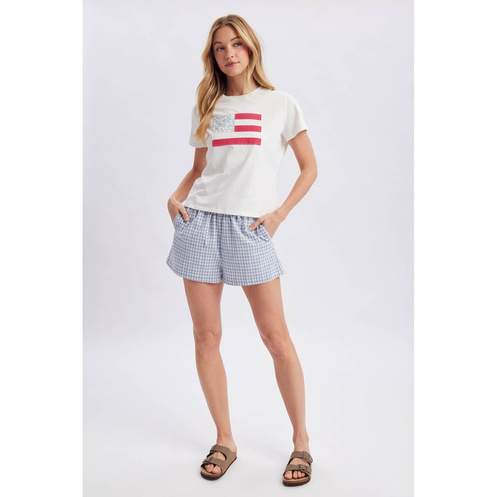 FLAG PATCHWORK KNIT TOP / WL26-12682: OFF WHITE/FLAG