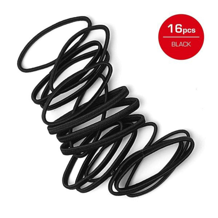 Flat Elastic Hair Band 5mm 16pcs [Black] #HEB05