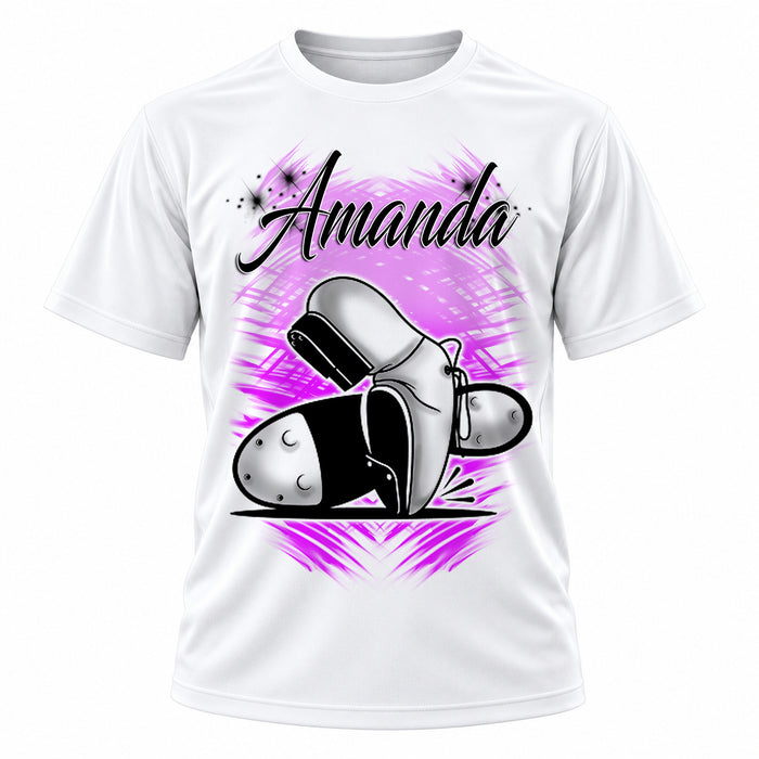 Personalized Clogging T-Shirt, front-view T-shirt mockup featuring custom Air-Volution artwork by Mythic Airbrush