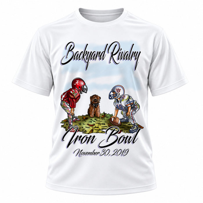 Personalized Football Star T-Shirt, front-view T-shirt mockup featuring custom Air-Volution artwork by Mythic Airbrush