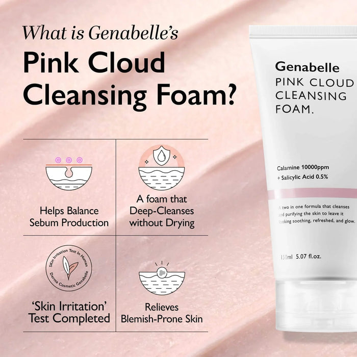 Genabelle Pink Cloud Cleansing Foam 150ml غسول جينابل بينك كلاود الرغوي - Princess Cosmetics Qatar