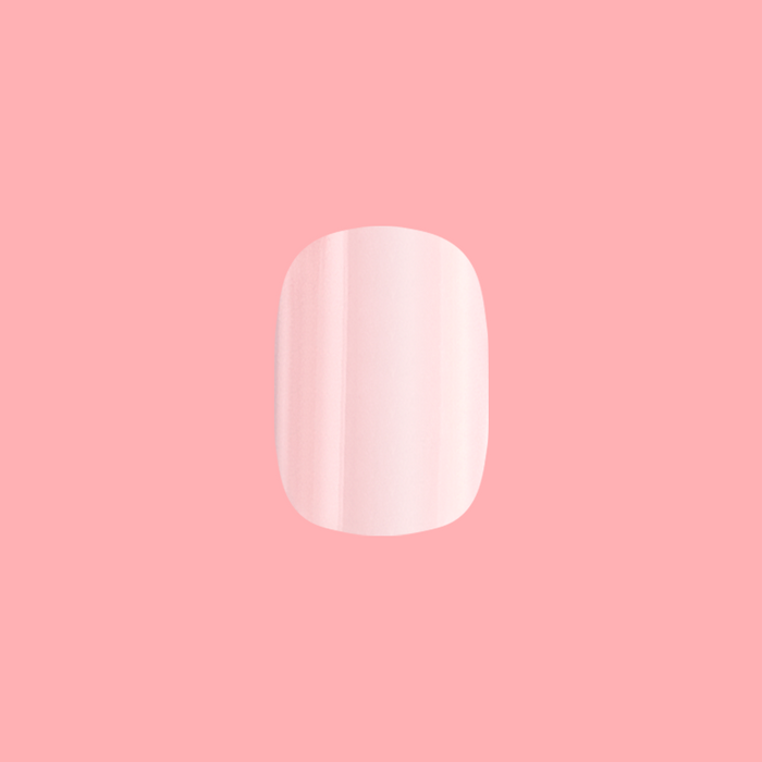 GH Glass - Press-On | Short | Squoval nail in pastel baby pink with shimmering chrome finish for easy at-home mani